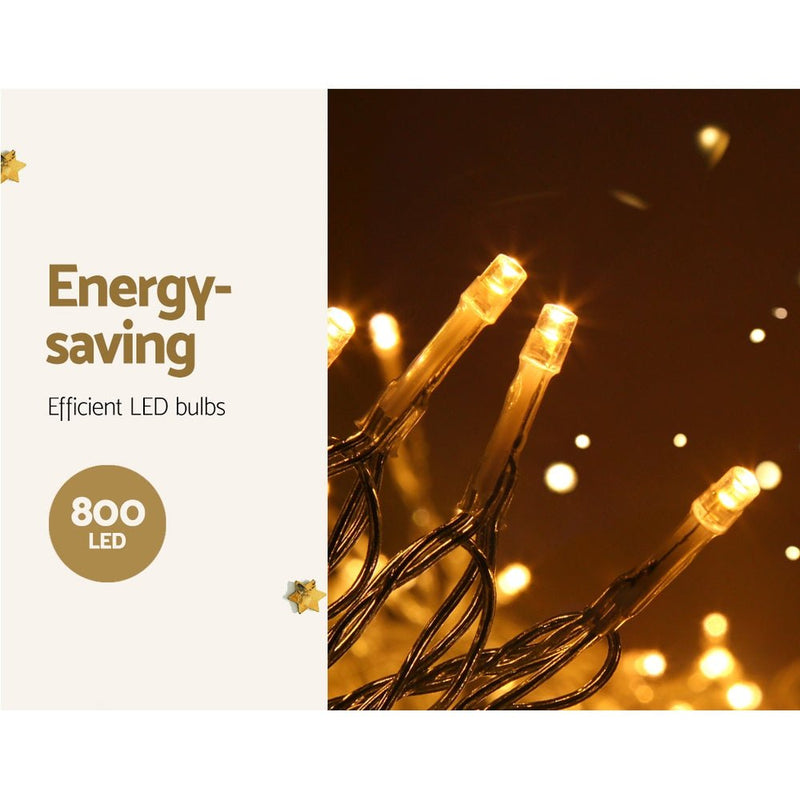 Jingle Jollys 20M Christmas Lights Icicle Light 800 LED Warm White Decor - NuSea