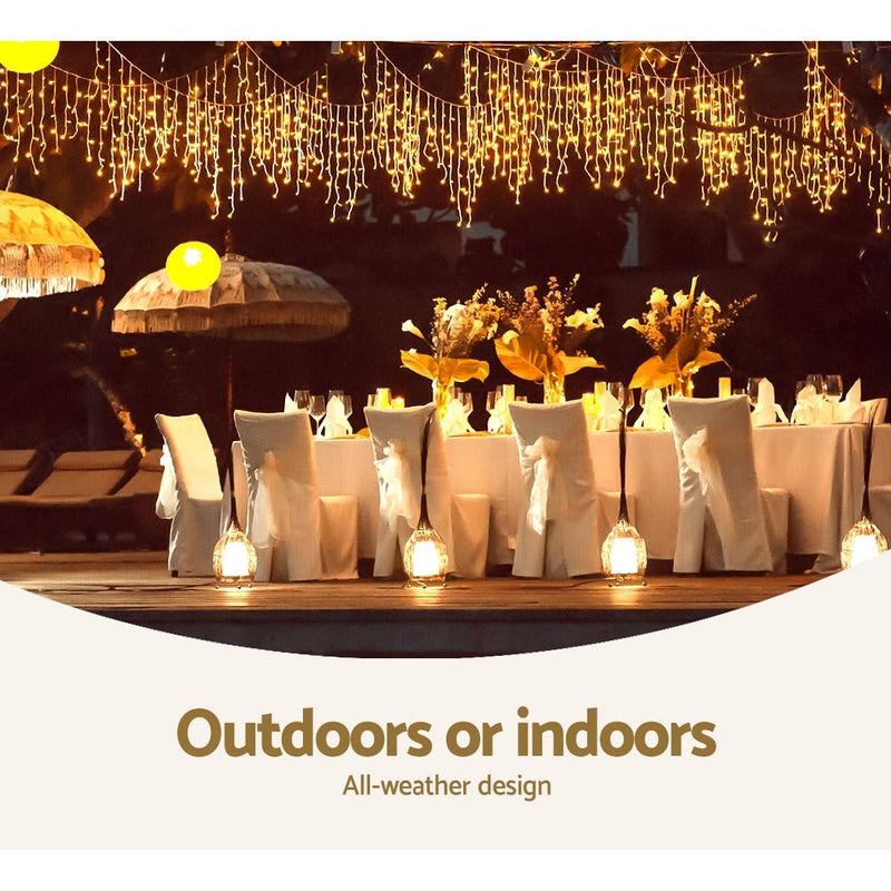 Jingle Jollys 20M Christmas Lights Icicle Light 800 LED Warm White Decor - NuSea