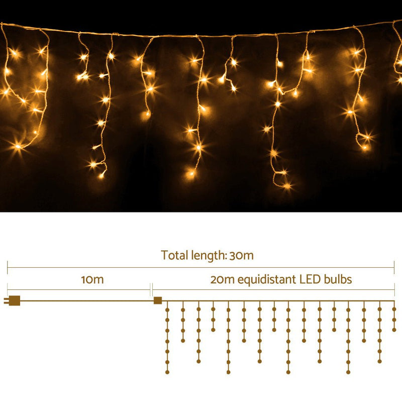 Jingle Jollys 20M Christmas Lights Icicle Light 800 LED Warm White Decor - NuSea