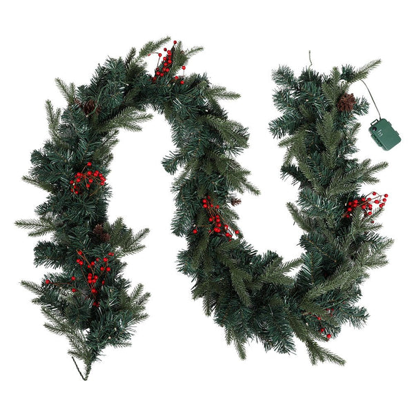 Jingle Jollys 2.4m Christmas Garland with LED Lights Decorations Xmas Party - NuSea