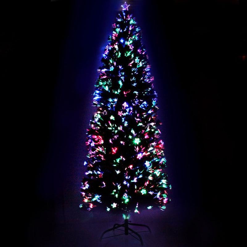 Jingle Jollys 2.4m Christmas Tree Optic Fibre LED Xmas tree Multi Colour - NuSea