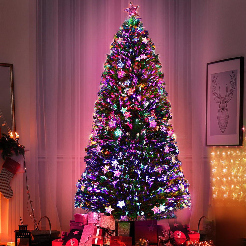 Jingle Jollys 2.4m Christmas Tree Optic Fibre LED Xmas tree Multi Colour - NuSea
