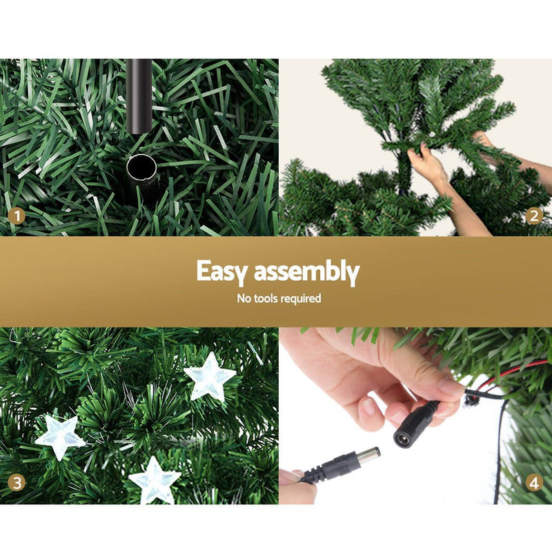 Jingle Jollys 2.4m Christmas Tree Optic Fibre LED Xmas tree Multi Colour - NuSea