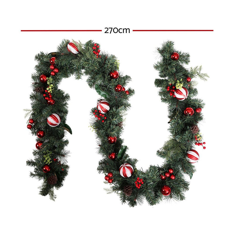 Jingle Jollys 2.7m Christmas Garland with Decorations Xmas Wedding Party - NuSea