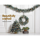 Jingle Jollys 2.7m Christmas Garland with LED Lights Snowy Decoration Xmas Party - NuSea