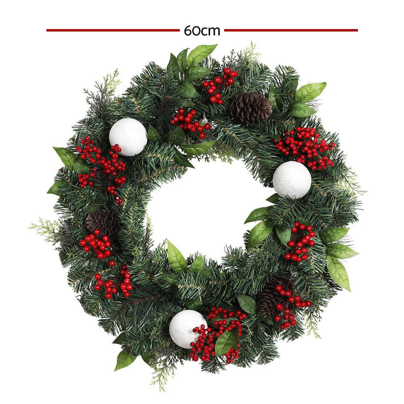 Jingle Jollys 2FT 60CM Christmas Wreath with Decor Xmas Tree Decoration - NuSea