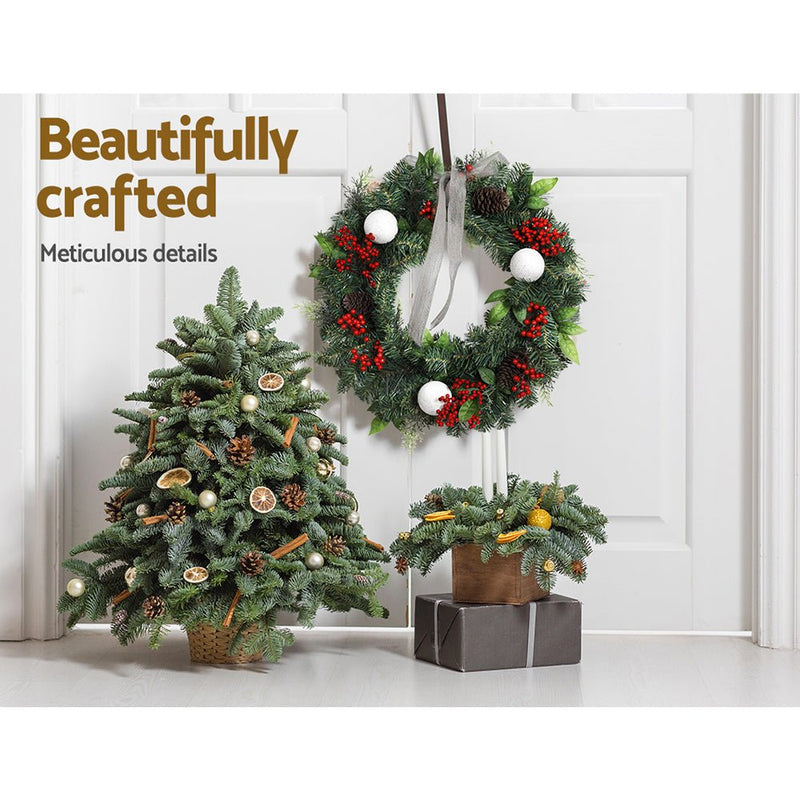 Jingle Jollys 2FT 60CM Christmas Wreath with Decor Xmas Tree Decoration - NuSea