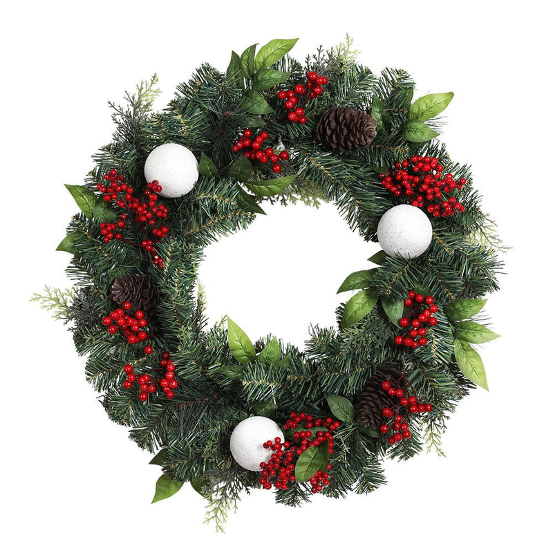 Jingle Jollys 2FT 60CM Christmas Wreath with Decor Xmas Tree Decoration - NuSea