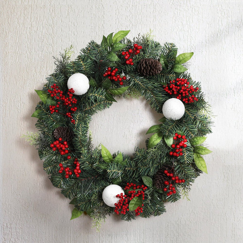 Jingle Jollys 2FT 60CM Christmas Wreath with Decor Xmas Tree Decoration - NuSea