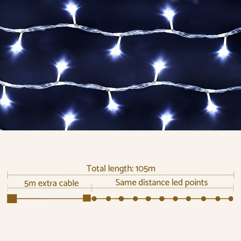 Jingle Jollys 50M Christmas Lights String Light 500 LED Cool White - NuSea