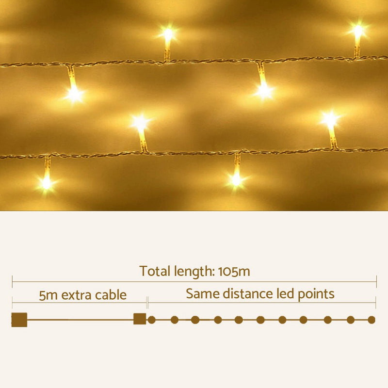 Jingle Jollys 50M Christmas Lights String Light 500 LED Warm White - NuSea