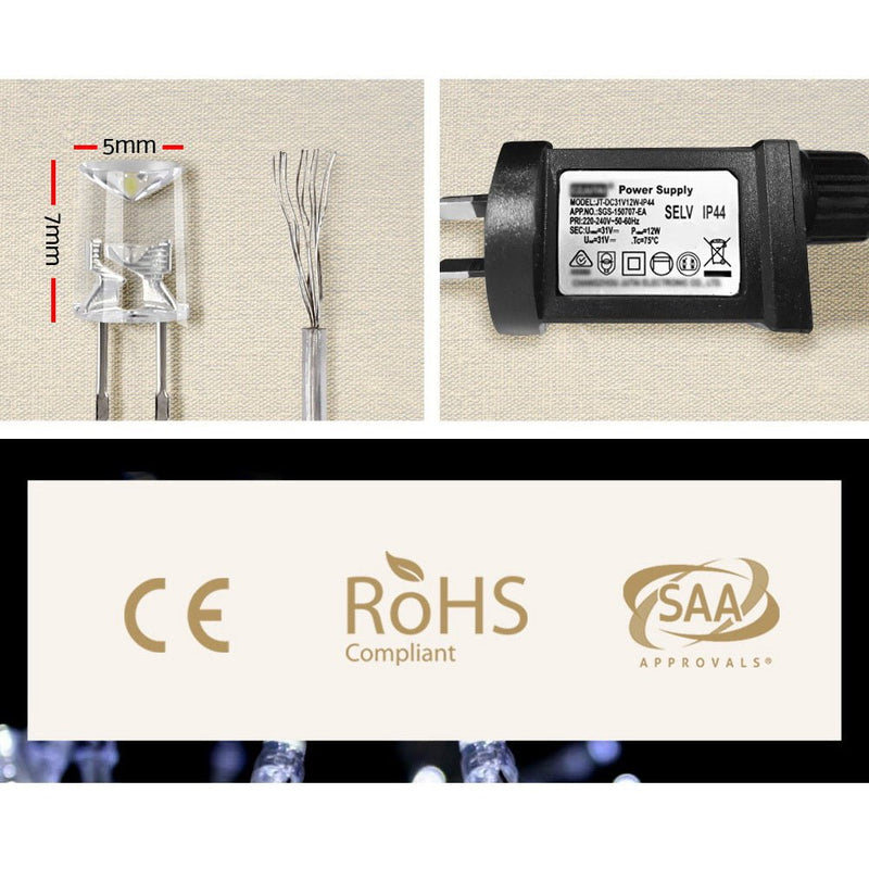 Jingle Jollys 6X3M Christmas Lights Curtain Light Cool White 600 LED - NuSea