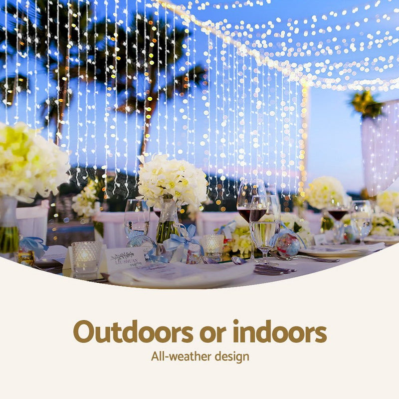 Jingle Jollys 6X3M Christmas Lights Curtain Light Cool White 600 LED - NuSea