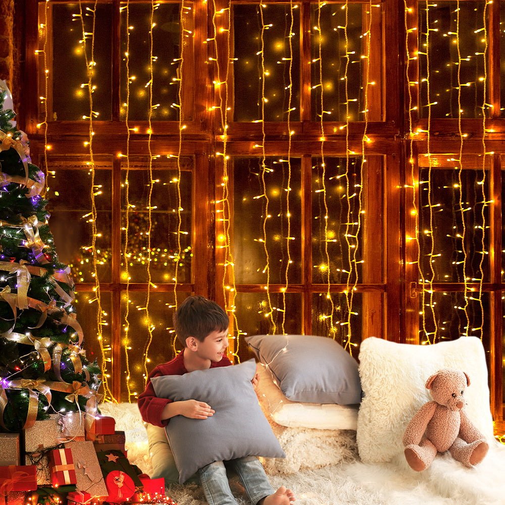 Jingle Jollys 6X3M Christmas Lights Curtain Light Warm White 600 LED - NuSea