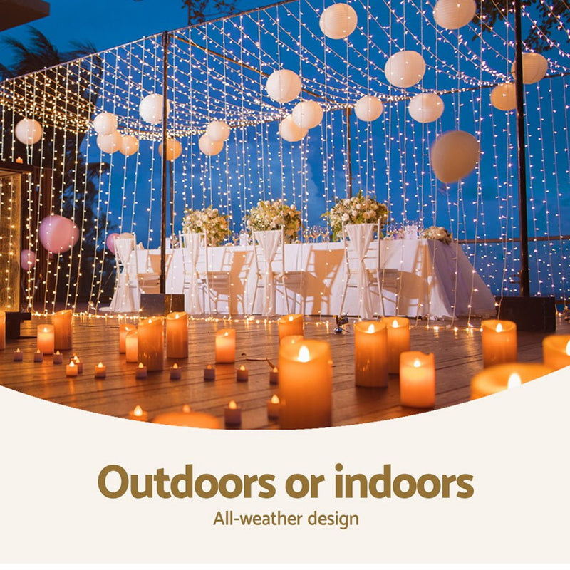 Jingle Jollys 6X3M Christmas Lights Curtain Light Warm White 600 LED - NuSea