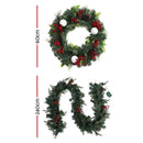 Jingle Jollys Christmas Garland with Wreath Set LED Lights Xmas Tree Decor - NuSea