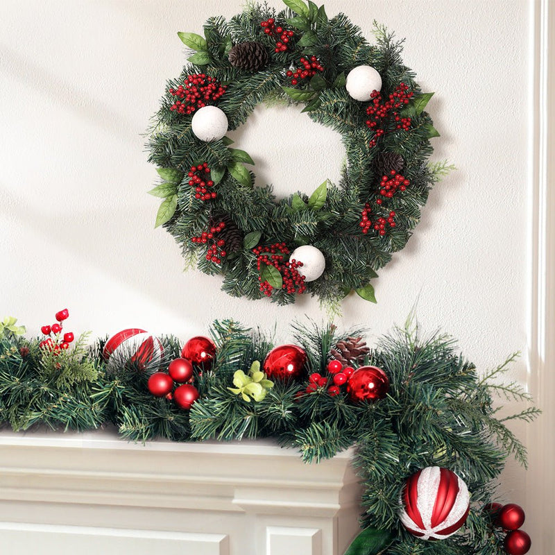 Jingle Jollys Christmas Garland with Wreath Set Ornaments Xmas Tree Decor - NuSea