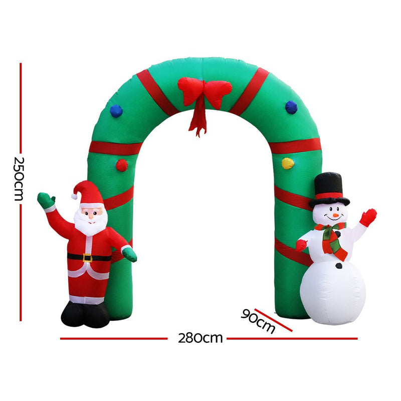 Jingle Jollys Christmas Inflatable Archwary 2.8M Illuminated Decorations - NuSea