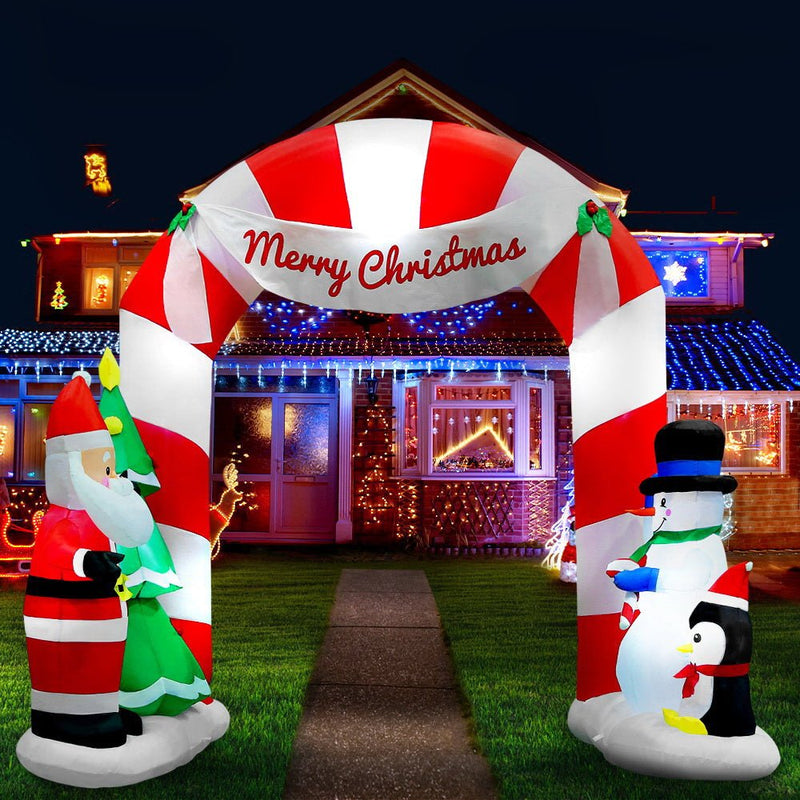 Jingle Jollys Christmas Inflatable Archwary Santa 3M Illuminated Decorations - NuSea