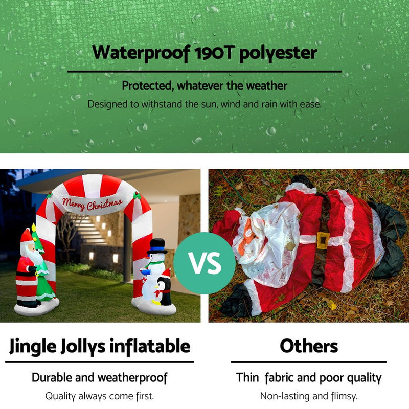 Jingle Jollys Christmas Inflatable Archwary Santa 3M Illuminated Decorations - NuSea