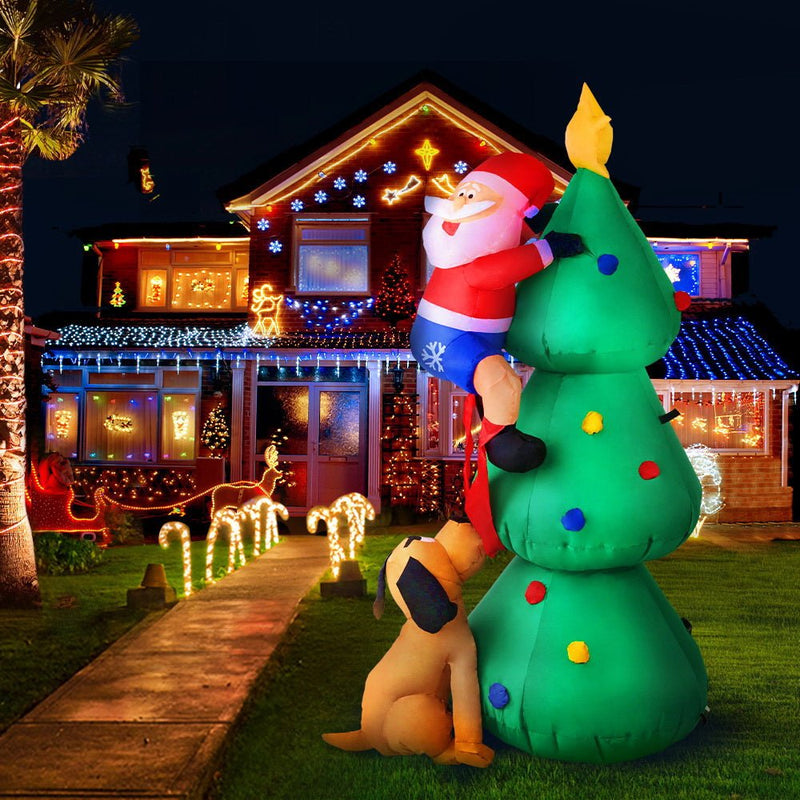 Jingle Jollys Christmas Inflatable Santa Tree 1.8M Illuminated Decorations - NuSea