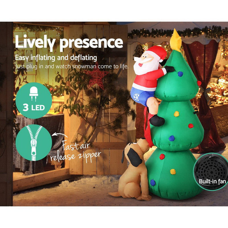 Jingle Jollys Christmas Inflatable Santa Tree 1.8M Illuminated Decorations - NuSea