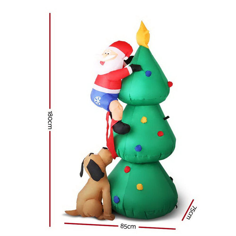 Jingle Jollys Christmas Inflatable Santa Tree 1.8M Illuminated Decorations - NuSea