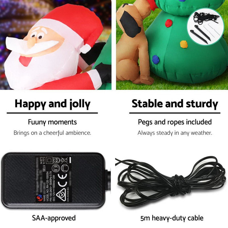 Jingle Jollys Christmas Inflatable Santa Tree 1.8M Illuminated Decorations - NuSea