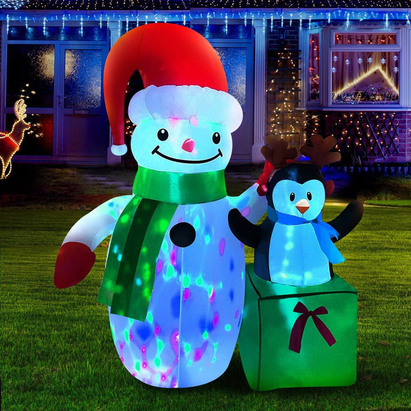 Jingle Jollys Christmas Inflatable Snowman 1.8M Illuminated Decorations - NuSea