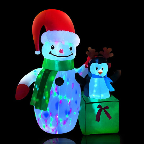 Jingle Jollys Christmas Inflatable Snowman 1.8M Illuminated Decorations - NuSea