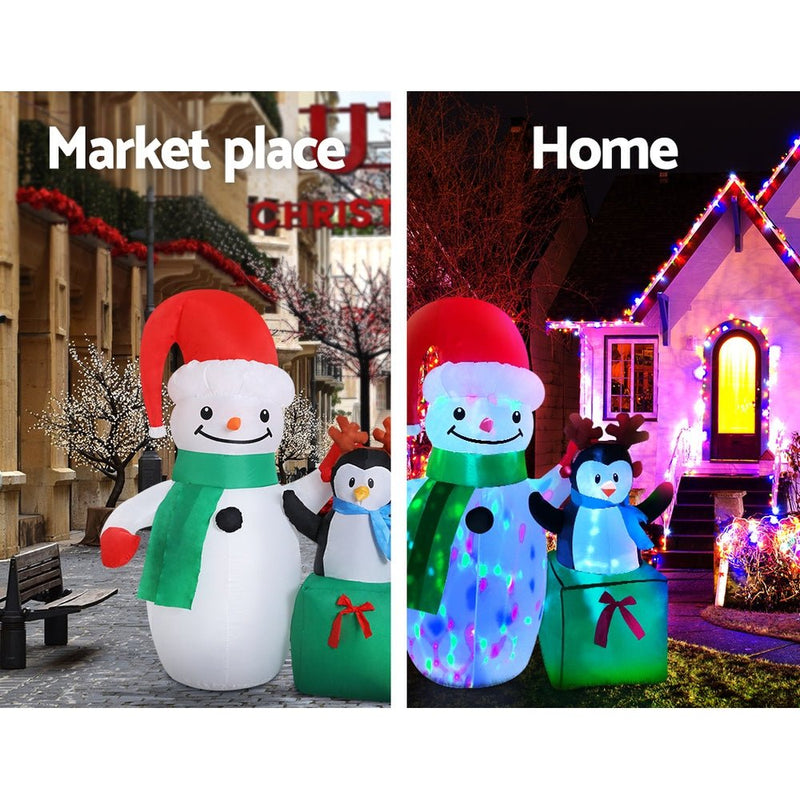 Jingle Jollys Christmas Inflatable Snowman 1.8M Illuminated Decorations - NuSea