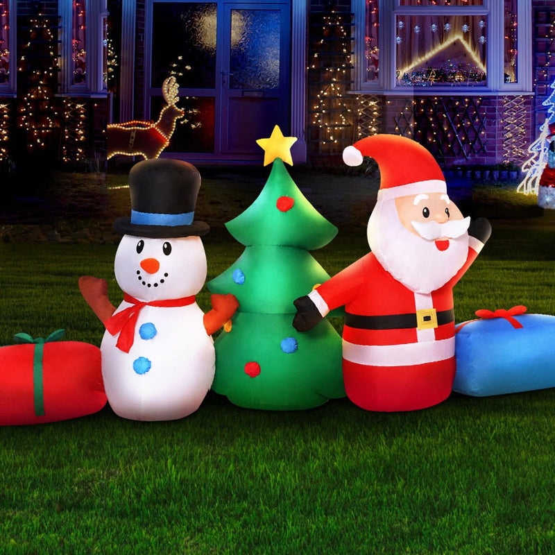Jingle Jollys Christmas Inflatable Tree Snowman 2.7M Illuminated Decorations - NuSea