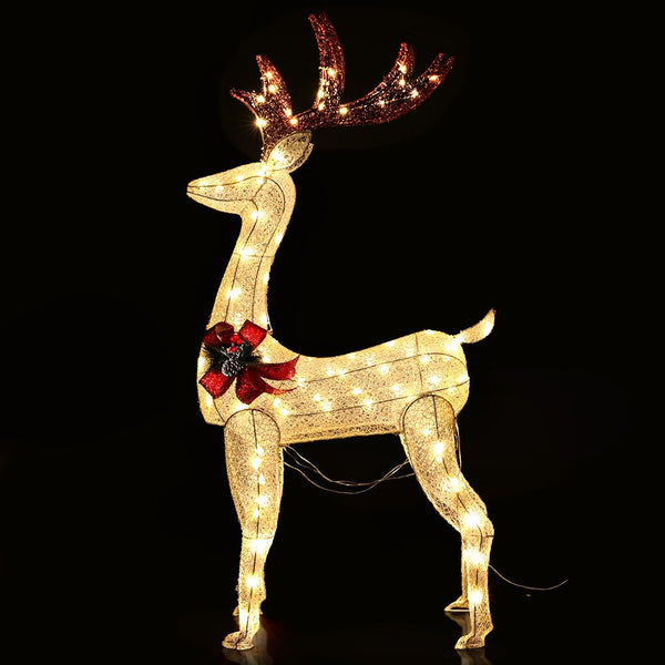Jingle Jollys Christmas Lights 150cm Reindeer 100 LED Decorations - NuSea