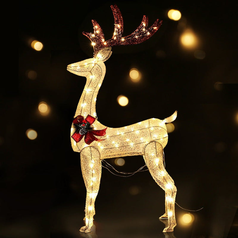 Jingle Jollys Christmas Lights 150cm Reindeer 100 LED Decorations - NuSea