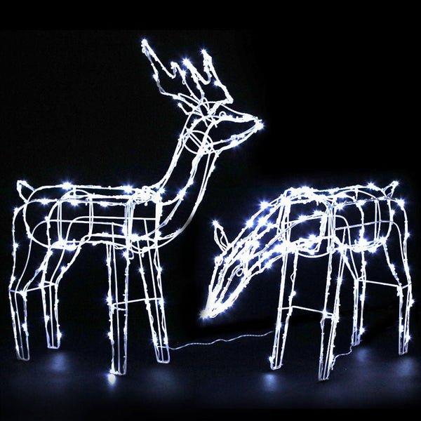 Jingle Jollys Christmas Lights 2 Pcs Reindeers 200 LED Decorations - NuSea