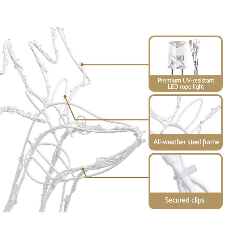 Jingle Jollys Christmas Lights 2 Pcs Reindeers 200 LED Decorations - NuSea
