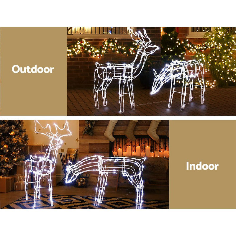 Jingle Jollys Christmas Lights 2 Pcs Reindeers 200 LED Decorations - NuSea