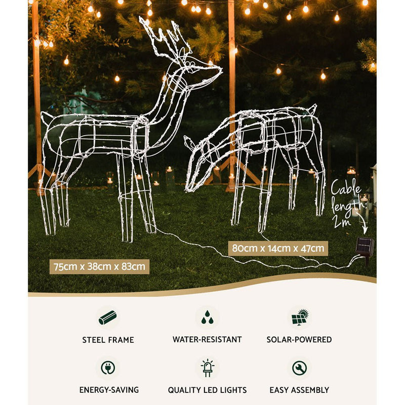 Jingle Jollys Christmas Lights 2 Pcs Reindeers 200 LED Decorations - NuSea