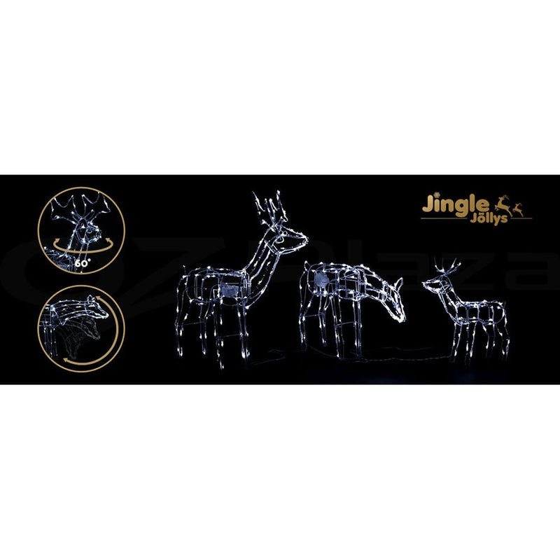 Jingle Jollys Christmas Lights 3 Pcs Reindeers 250 LED Decorations - NuSea