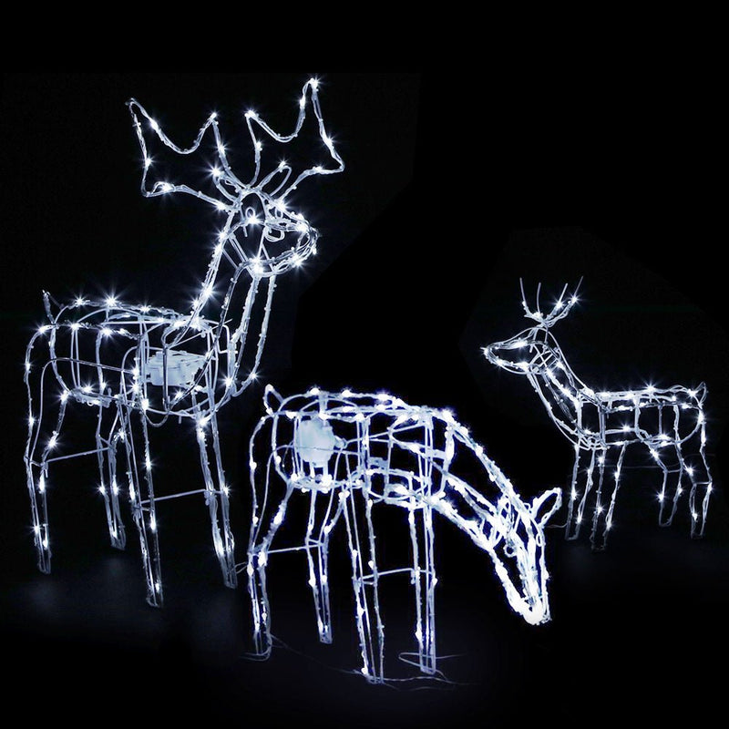 Jingle Jollys Christmas Lights 3 Pcs Reindeers 250 LED Decorations - NuSea
