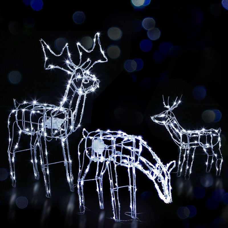 Jingle Jollys Christmas Lights 3 Pcs Reindeers 250 LED Decorations - NuSea