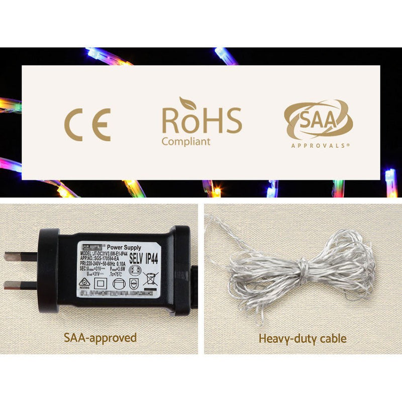 Jingle Jollys Christmas Lights 50cm Spin 128 LED Decorations - NuSea