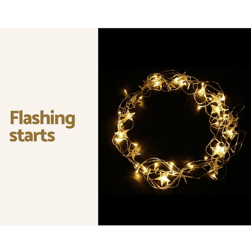 Jingle Jollys Solar Christmas Lights 80 LED 3M Icicle Light Star Decorations - NuSea