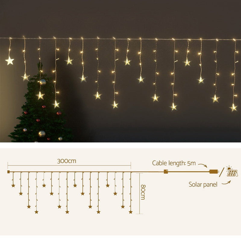 Jingle Jollys Solar Christmas Lights 80 LED 3M Icicle Light Star Decorations - NuSea