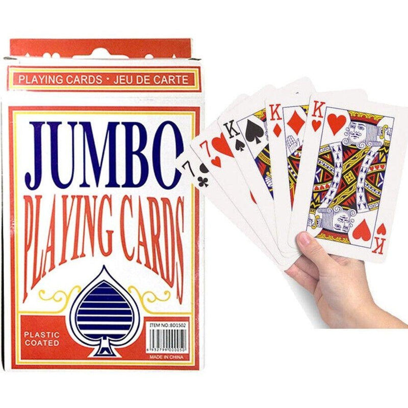 JUMBO PLAYING CARDS Large Deck Card Game Plastic Coated Poker Plating Cards - NuSea