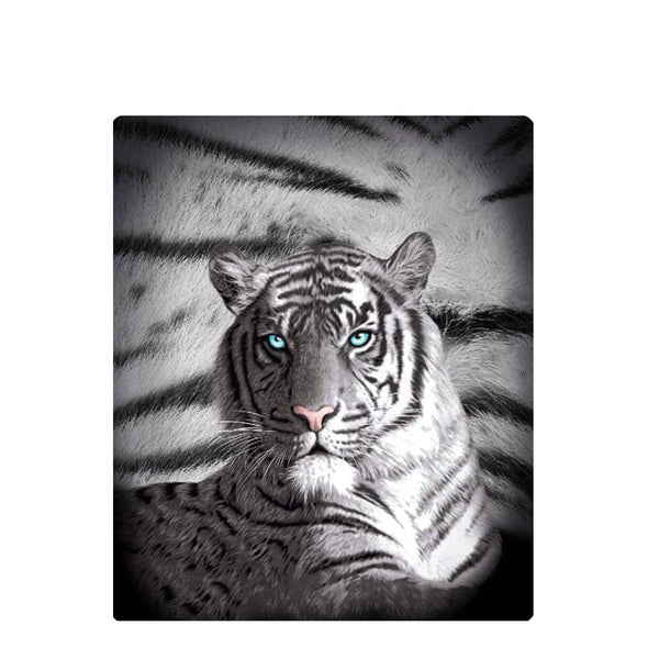 Just Home Blue Eyes Stripes Tiger Polar Fleece Throw Rug - NuSea