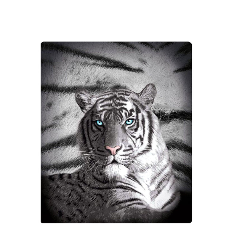 Just Home Blue Eyes Stripes Tiger Polar Fleece Throw Rug - NuSea