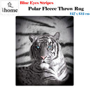 Just Home Blue Eyes Stripes Tiger Polar Fleece Throw Rug - NuSea