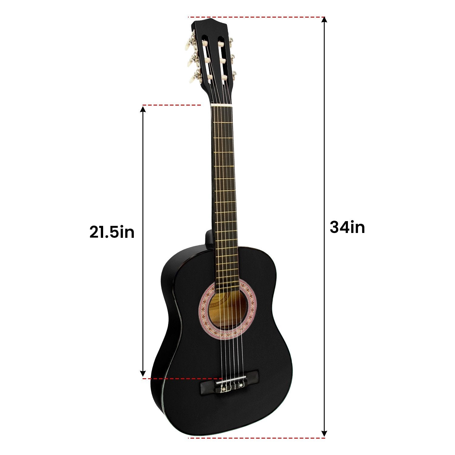 Karrera 34in Acoustic Children Wooden Guitar - Black - NuSea