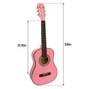 Karrera 34in Acoustic Wooden Childrens Guitar - Pink - NuSea